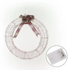 Alpine Hanging Christmas Wreath Decoration With Warm White LED Lights, Gold -Northlight Shop alpine christmas novelty lights cim227hh l 44 1000