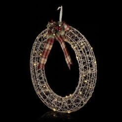 Alpine Hanging Christmas Wreath Decoration With Warm White LED Lights, Gold -Northlight Shop alpine christmas novelty lights cim227hh l 4f 1000