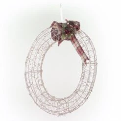 Alpine Hanging Christmas Wreath Decoration With Warm White LED Lights, Gold -Northlight Shop alpine christmas novelty lights cim227hh l c3 1000