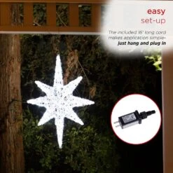 Alpine 3D Hanging Star Christmas Decor With LED Lights -Northlight Shop alpine christmas novelty lights lom207wt 1d 1000