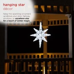 Alpine 3D Hanging Star Christmas Decor With LED Lights -Northlight Shop alpine christmas novelty lights lom207wt 76 1000