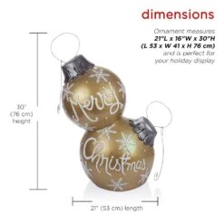 Alpine Holiday "Merry Christmas" Stacked Ornaments Statue With Color Changing LED Lights, Gold -Northlight Shop alpine christmas novelty lights zty139m 1f 1000
