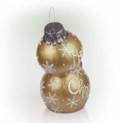 Alpine Holiday "Merry Christmas" Stacked Ornaments Statue With Color Changing LED Lights, Gold -Northlight Shop alpine christmas novelty lights zty139m c3 1000