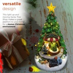 Christmas Tree Shop With LED Lights And Rotating Scene -Northlight Shop alpine corporation christmas novelty lights whs114mc 31 1000