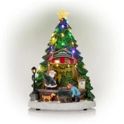 Christmas Tree Shop With LED Lights And Rotating Scene