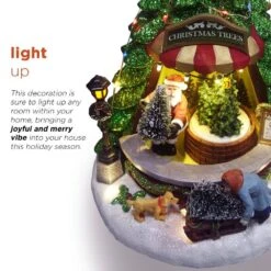 Christmas Tree Shop With LED Lights And Rotating Scene -Northlight Shop alpine corporation christmas novelty lights whs114mc 66 1000