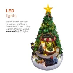 Christmas Tree Shop With LED Lights And Rotating Scene -Northlight Shop alpine corporation christmas novelty lights whs114mc a0 1000