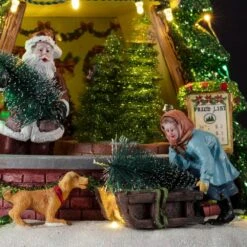 Christmas Tree Shop With LED Lights And Rotating Scene -Northlight Shop alpine corporation christmas novelty lights whs114mc fa 1000