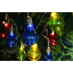 Multi-Colored Edison Bulb String Lights With 10 LED Bulbs And Timer -Northlight Shop alpine corporation christmas string lights eut104mc 10 c3 1000