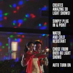 Startastic Max 12 Color Combinations Remote-Controlled Outdoor/Indoor Motion Laser Light Projector -Northlight Shop as seen on tv christmas light projectors 1562 1f 1000
