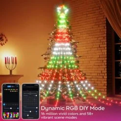 12 Ft. 236 LED Outdoor Smart Star Waterfall Lights 74 Modes Color Changing DIY Tree String Light App Control Music Timer -Northlight Shop avatar controls christmas string lights absl12 n 44 1000