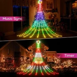 12 Ft. 236 LED Outdoor Smart Star Waterfall Lights 74 Modes Color Changing DIY Tree String Light App Control Music Timer -Northlight Shop avatar controls christmas string lights absl12 n 4f 1000