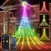 12 Ft. 236 LED Outdoor Smart Star Waterfall Lights 74 Modes Color Changing DIY Tree String Light App Control Music Timer