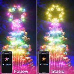 12 Ft. 236 LED Outdoor Smart Star Waterfall Lights 74 Modes Color Changing DIY Tree String Light App Control Music Timer -Northlight Shop avatar controls christmas string lights absl12 n fa 1000