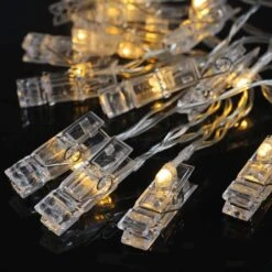 10 Ft. 20 LED Photo Clips Warm White String Lights Battery Powered Fairy Twinkle Light With Clips For Hanging Pictures