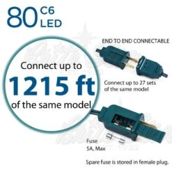 80-Light C6 Faceted Pure White LED Light Set, Green Wire -Northlight Shop brite star christmas novelty lights 39 101 00 44 1000