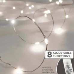 60-Light Pure White 8-Function Fairy Lights, Silver Wire -Northlight Shop brite star christmas novelty lights 41 491 00 4f 1000