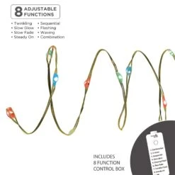 60-Light 8-Function Fairy Light Rainbow Multi, Copper Wire