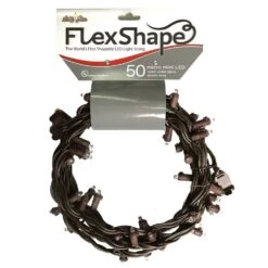 50-Light Pure White Micro Mini Flex-Shape LED Light String, Brown Wire