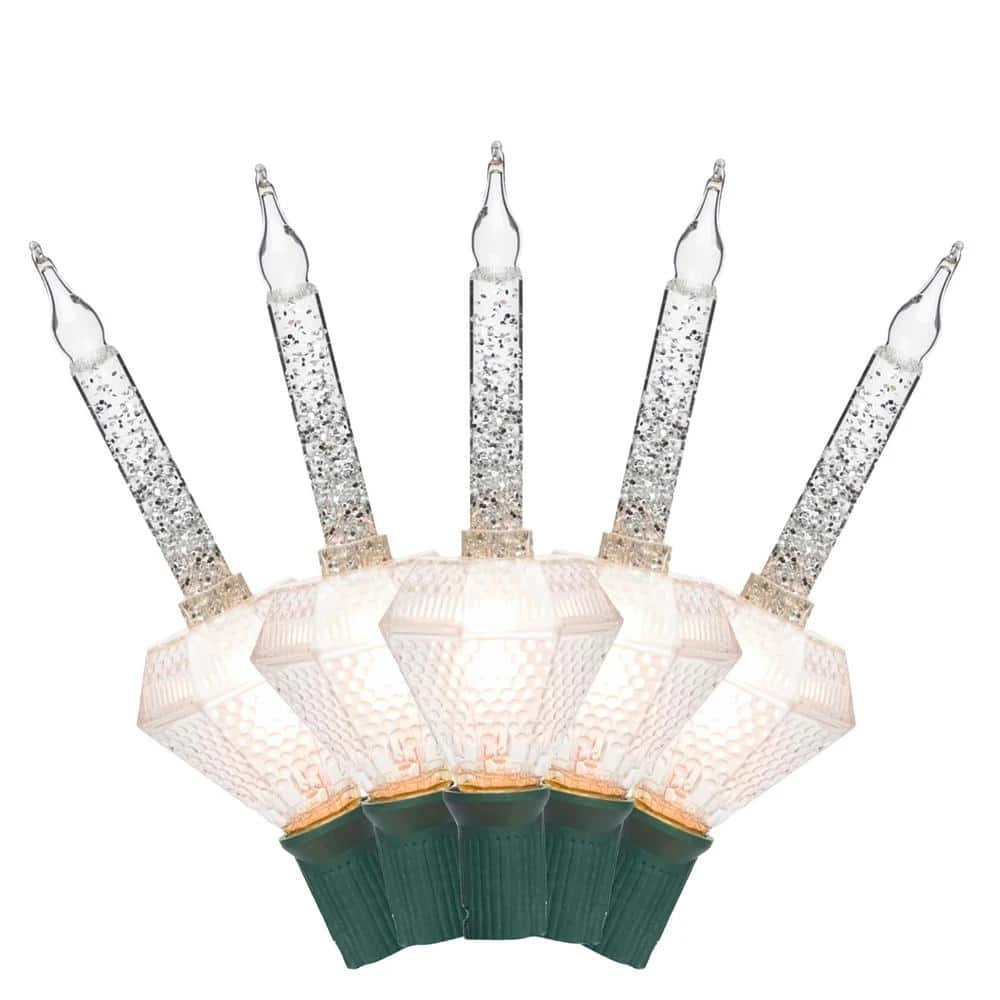 7-Light Clear And Silver Glitter Base Bubble Lights 1 7-Light Clear And Silver Glitter Base Bubble Lights