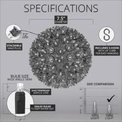 7.5 In. 120-Light LED Cool White Decorative Starlight Sphere -Northlight Shop christmas novelty lights 76476 1f 1000