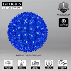 7.5 In. 120-Light LED Blue Decorative Starlight Sphere -Northlight Shop christmas novelty lights 76500 4f 1000