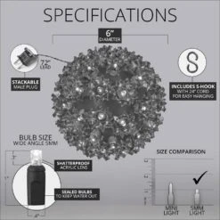 6 In. 70-Light LED Cool White Twinkle Starlight Sphere -Northlight Shop christmas novelty lights 76548 1f 1000