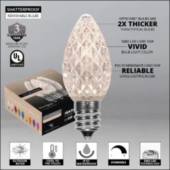OptiCore 24 Ft. 25-Light LED Warm White Faceted C7 String Light Set -Northlight Shop christmas string lights 78267 4f 1000