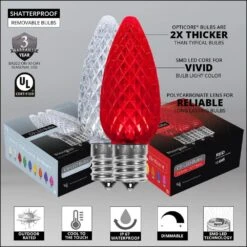 OptiCore 49 Ft. 50-Light LED Red And Cool White Faceted C9 String Light Set -Northlight Shop christmas string lights 80146 4f 1000
