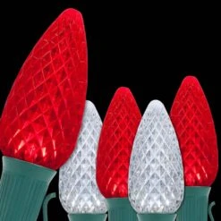 OptiCore 49 Ft. 50-Light LED Red And Cool White Faceted C9 String Light Set