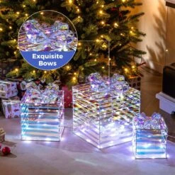 3-Pieces 90-Count LED Lighted White Christmas Gift Boxes Decorations 15 3-Pieces 90-Count LED Lighted White Christmas Gift Boxes Decorations -Northlight Shop costway christmas novelty lights hcst04318 fa 1000