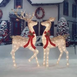 UL Ombre Glittering Clear Light Thread Buck And Doe Sculpture 2-Set -Northlight Shop everstar christmas novelty lights es 69591 31 1000
