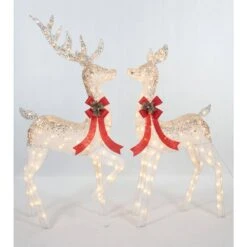 UL Ombre Glittering Clear Light Thread Buck And Doe Sculpture 2-Set -Northlight Shop everstar christmas novelty lights es 69591 76 1000