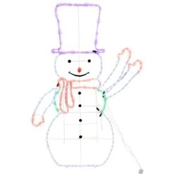 5-Ft. Prelit LED Christmas Snowman With Waving Arm Movement, Colorful Light Up Decoration