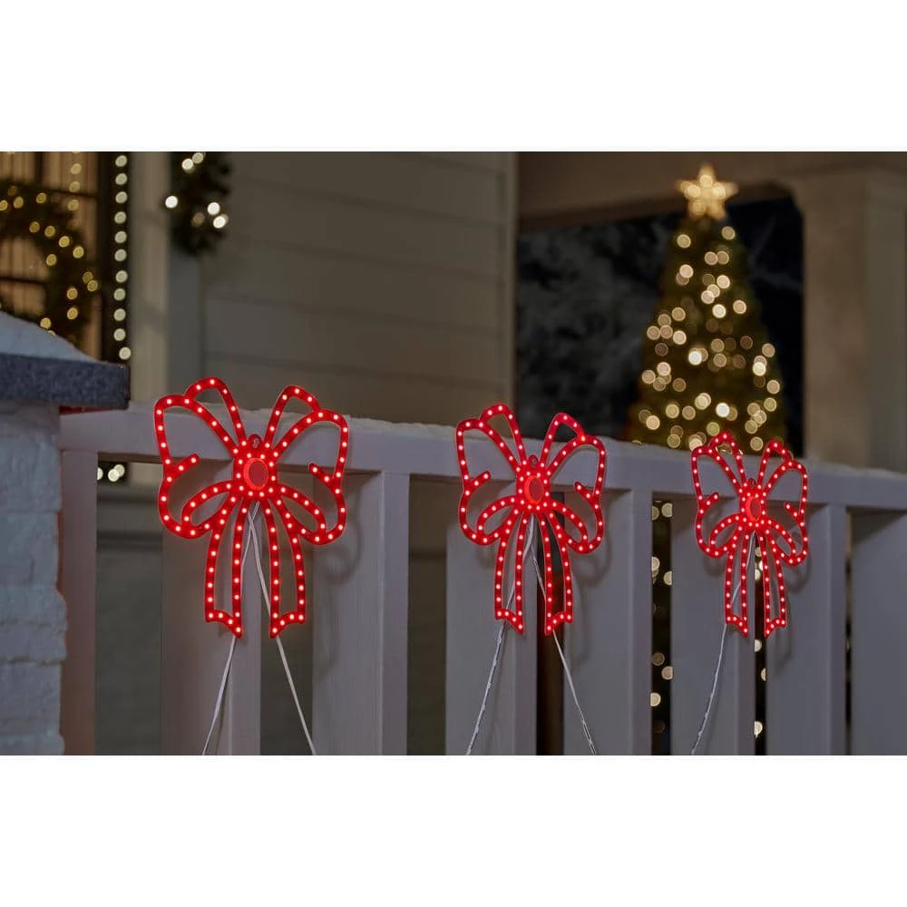 Home Accents Holiday 10 In. Twinkling LED Bows (3-Pack) Y1 2 Home Accents Holiday 10 In. Twinkling LED Bows (3-Pack) Y1 - Image 2