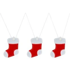 Home Accents Holiday 10 In. Christmas Hi-Vibrant Twinkling Red And White Color LED Stockings (3-Pack)
