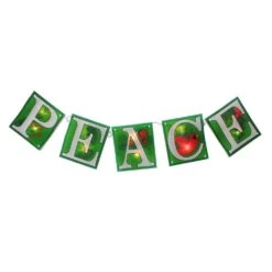 Impact 7 Ft. 10-Light Clear Mini Lights Green Shimmering Peace Incandescent Christmas Light Garland