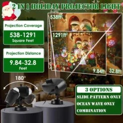 2-in-1 LED Christmas Projector Light With 10-Color Ocean Wave, 10 HD Slides, 3 Bases And Remote Control For Any Occasion -Northlight Shop justincity christmas light projectors 019sa11 328d 44 1000