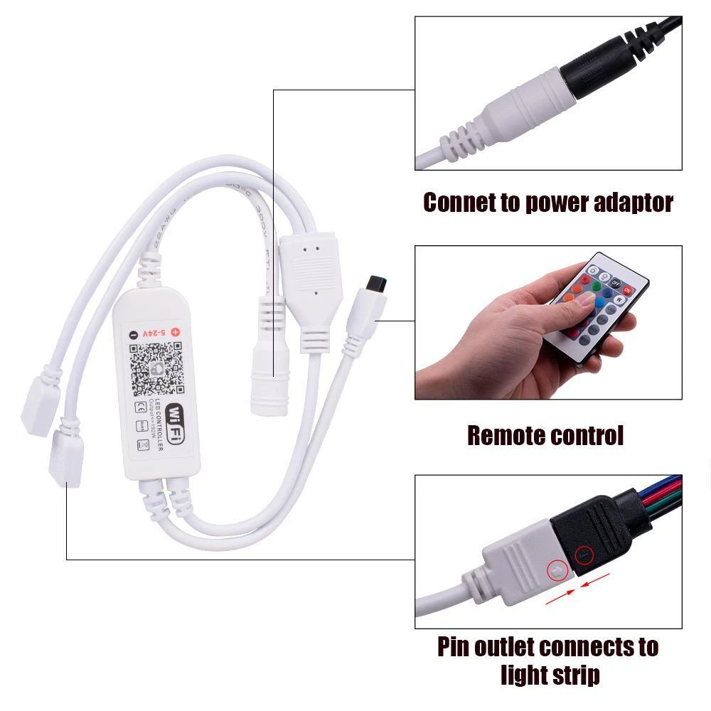 32 Ft. RGB 24 Keys 300-Lights Colorful LED String Light With Wifi Remote Control 4 32 Ft. RGB 24 Keys 300-Lights Colorful LED String Light With Wifi Remote Control - Image 4