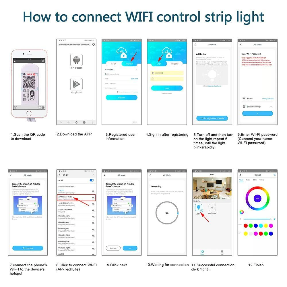 32 Ft. RGB 24 Keys 300-Lights Colorful LED String Light With Wifi Remote Control 3 32 Ft. RGB 24 Keys 300-Lights Colorful LED String Light With Wifi Remote Control - Image 3