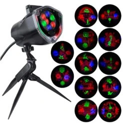 Multi-Color LED Whirl-A-Motion And Static Projection With 12-Changeble Slides