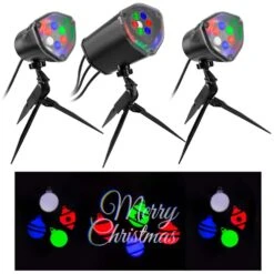 Multi-Color Whirl-A-Motion Static Merry Christmas LightSync With Sound Projection Stake