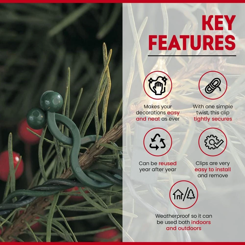 Heavy Duty Christmas Tree Branch Light And Ornament Hanger (2000-Pack) 5 Heavy Duty Christmas Tree Branch Light And Ornament Hanger (2000-Pack) - Image 5