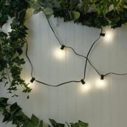 Electric String Lights With 25 LED White Globe Lights -Northlight Shop lumabase christmas string lights 36401 4f 1000