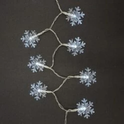 Battery Operated LED White String Lights - Snowflake (Set Of 2) -Northlight Shop lumabase christmas string lights 53302 4f 1000