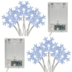 Battery Operated LED White String Lights - Snowflake (Set Of 2)