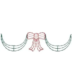 Northlight 105-Light 3-Piece Lighted Red And Green Bow And Swag Christmas Decoration