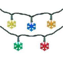 Northlight 4 Ft. 10-Count Green Wire Multi-Color LED Snowflake Christmas Light Set