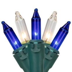 Northlight Set Of 100 Blue And Clear Mini Christmas Lights 2.5 In. Spacing With Green Wire