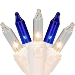 Northlight Set Of 100 Blue And Clear Mini Christmas Lights 2.5 In. Spacing With White Wire